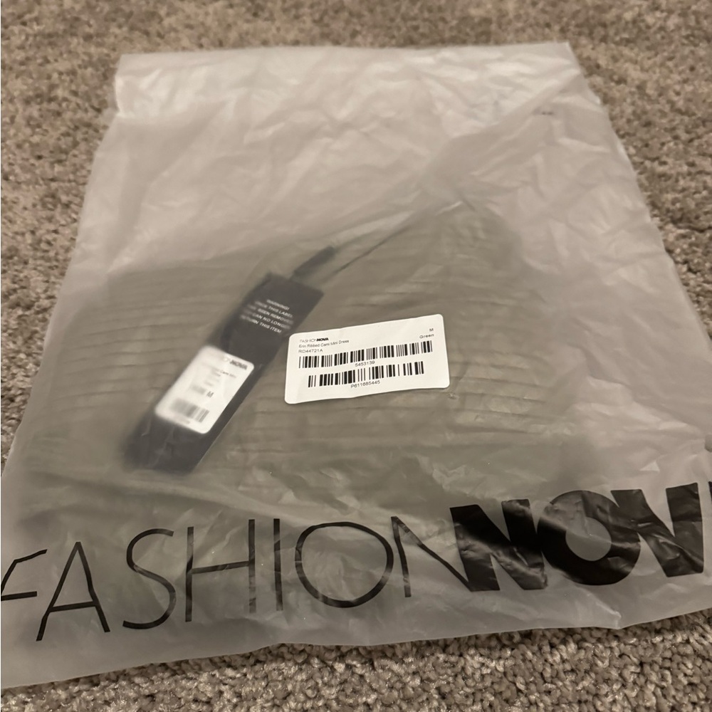 Fashion Nova Olive Ribbed Cami Mini Dress